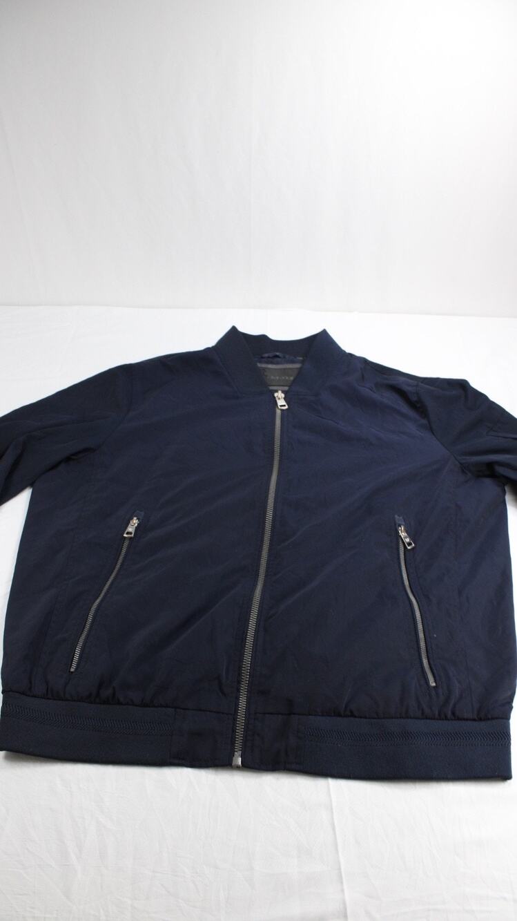Calvin Klein Mens L Classic Zip Front Ripstop Bomber Navy BlueJacket CK Logo